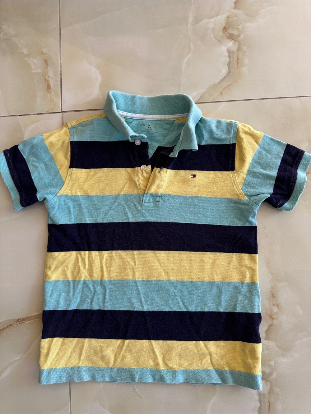 Tommy Hilfiger Boys' Striped Polo in Yellow, Light Blue & Navy